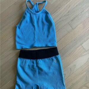 Free People Happiness Runs Crop Top & Prajna Shirts in Vibrant Blue